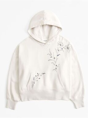 Abercrombie & Fitch Ivory Hoodie Floral Embroidery